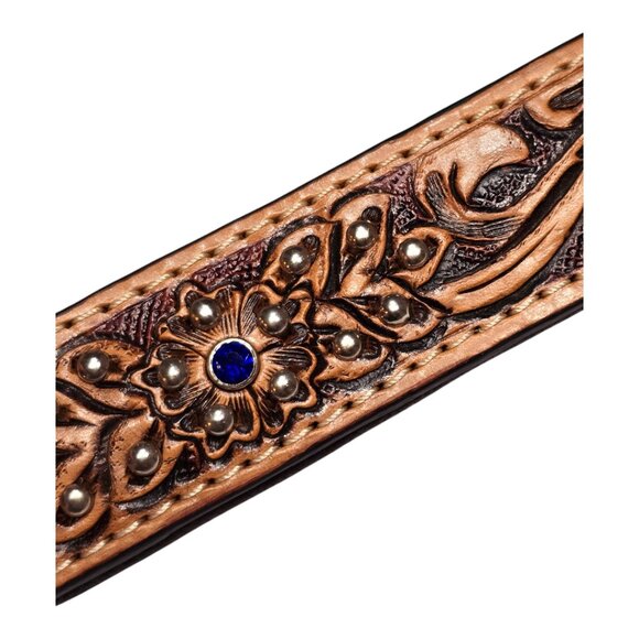 Brown Tan Genuine Leather Dog Collar [DTD105-16] - Picture 7 of 12